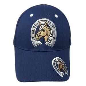 Horse Shore Strapback Baseball Cap Blue One Size Embroidered 6 Panel Sam's Cap